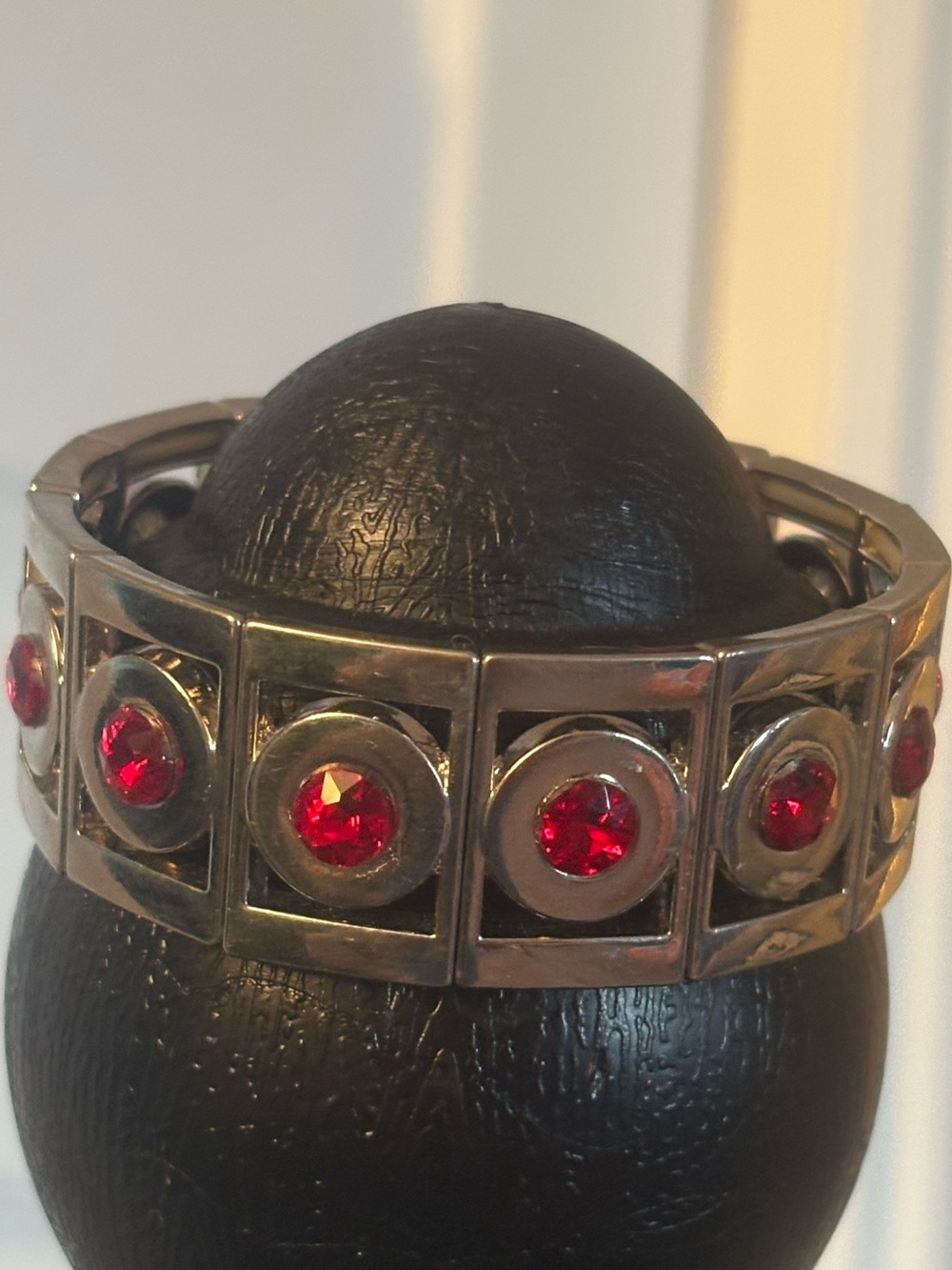 Silver-Tone Bracelet with Red Crystal Accents